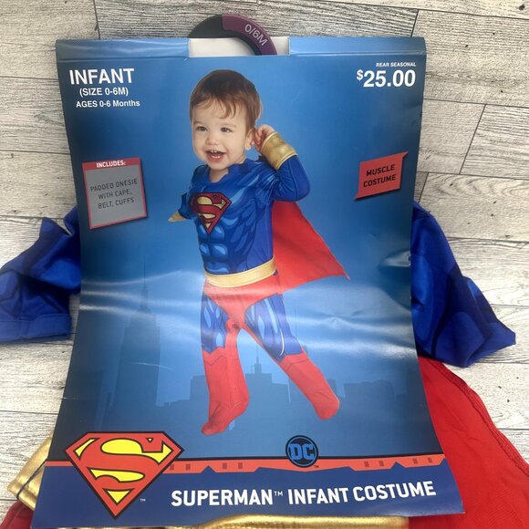 Brand New DC Comics Superman Infant Halloween Muscle Costume Size 0-6 Months - Picture 2 of 5
